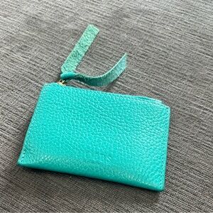 Hobbs London Pebble Teal Leather Coin Purse Zip Wallet Small Compact Card Holder
